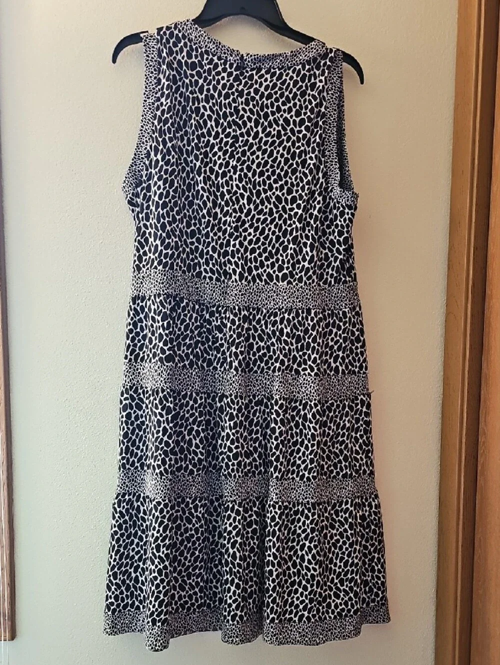 Michael Kors Black and White Tiered Midi Dress